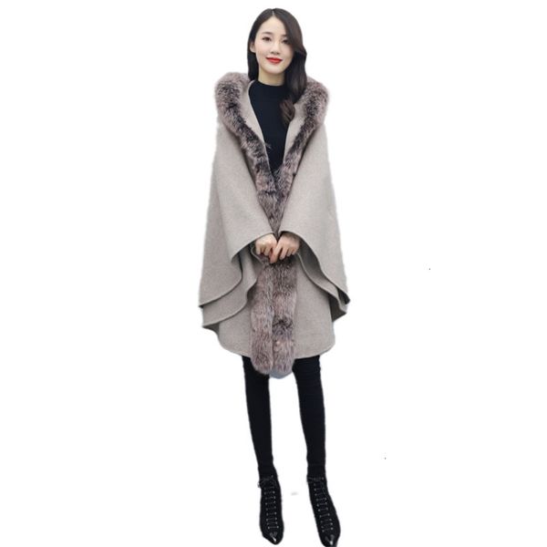 

women's wool & blends women cloak en coat female autumn winter double-sided shawl overcoat mid-length keep warm jackets plus size a bb2, Black