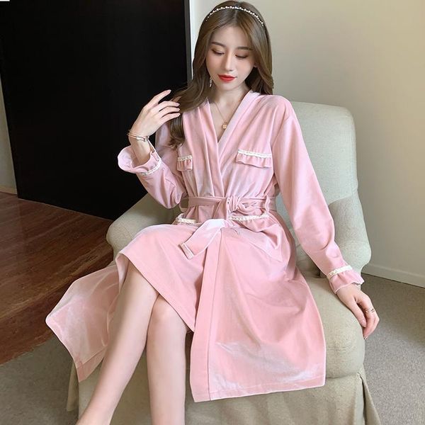 

women's sleepwear pajamas spring and autumn nightgown light pink pleuche long sleeve suspender nightdress winter homewear suit, Black;red