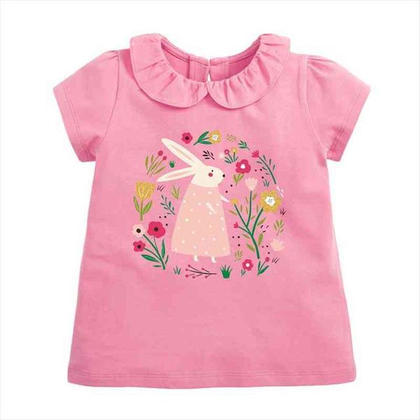

summer pink rabbit t shirt for girls cute floral children clothing pretty kids, Blue