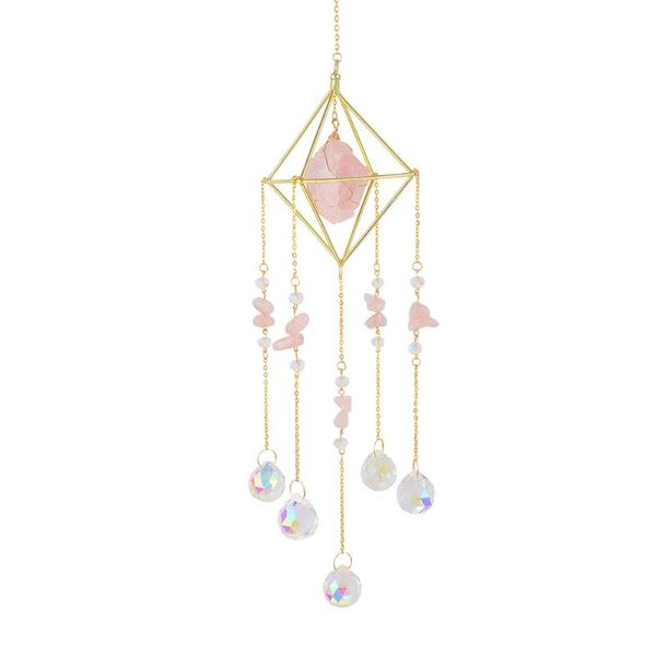 

garden decorations crystal ball windchime ornaments pink natural stone pendant hanging wind chimes window craft christmas tree outdoor decor