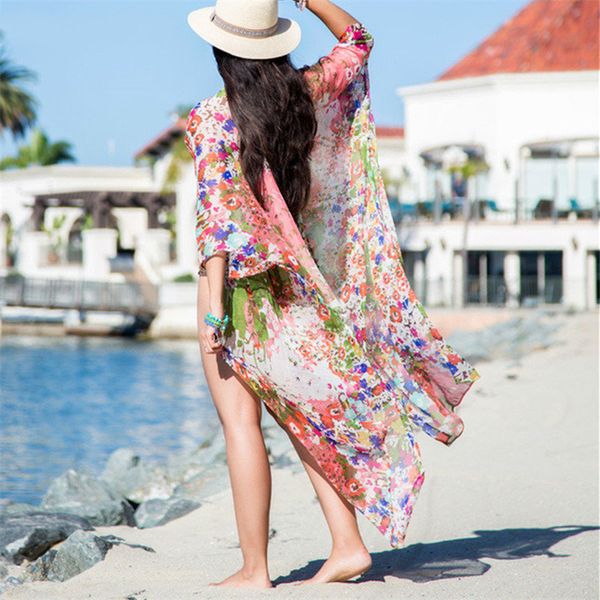 

beach blouses print chiffon tassel blouse plus size kimono bohemian women summer vintage casual cardigan blouses n466 210416, White;black