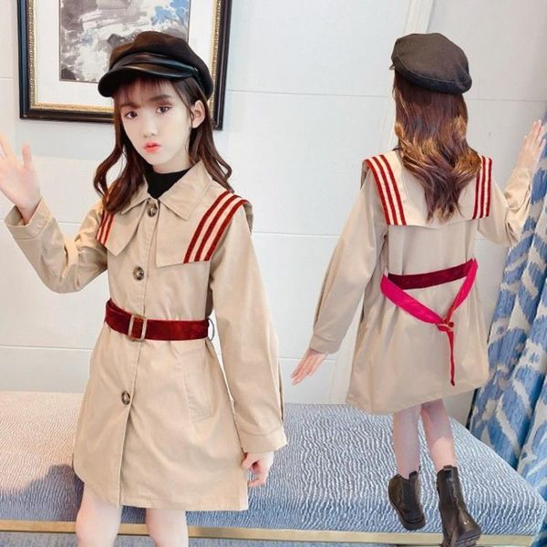 

jackets fashion children windbreaker jacket 2021 spring autumn girls coat baby kids mid-length casual, Blue;gray