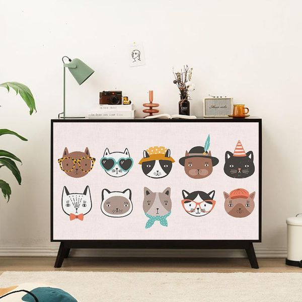 

curtain & drapes nordic short cabinet decorative cover cartoon cat hanging half kitchen partition for bedroom home decor