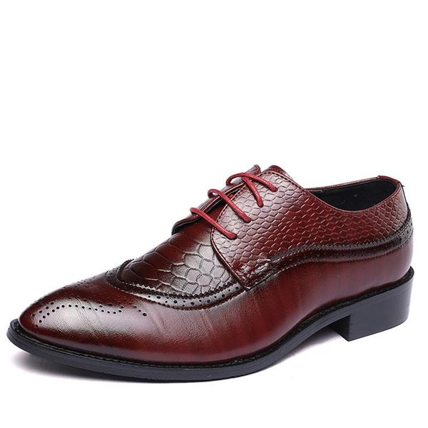 

dress shoes whoholl 38-48 fashion leather men shoe pointed oxfords for lace up designer luxury formal 2021, Black
