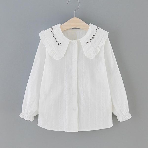 

girls' lace long-sleeved white lining girls' pure shirts, White;black