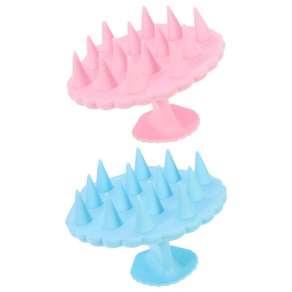 

hair brushes 2pcs handheld scalp massaging head relaxing combs simple tools, Silver