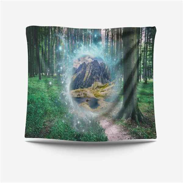 

tapestries multi-purpose art classic landscape hanging cloth gift tapestry forest waterfall background painting tranquil world decoration