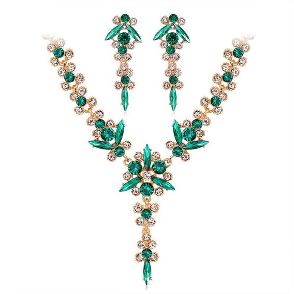 

pendant necklaces harong crystal trendy jewelry party gold chain white green delicate mini glass earrings necklace woman gift, Silver