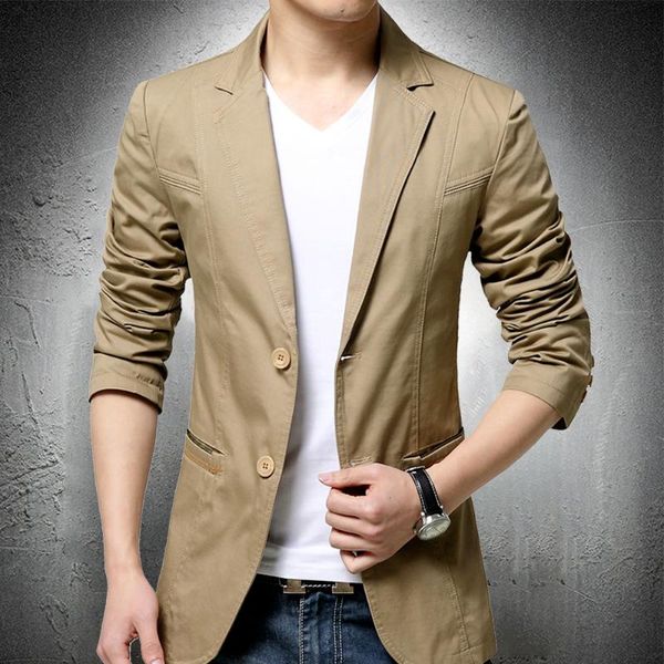 

men's suits & blazers blazer casual suit jacket mens spring and autumn coat single breasted men cotton outwear thin slim, White;black