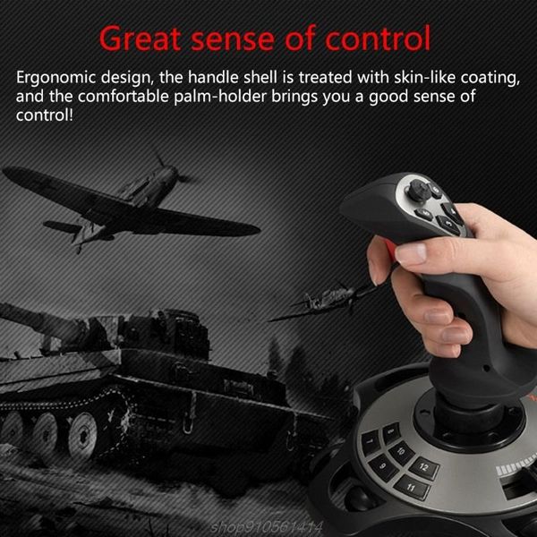 

1pc pxn-2113 flight joystick has 12 programmable buttons and vibration function suitable for pc windows a13 21 dropship game controllers & j