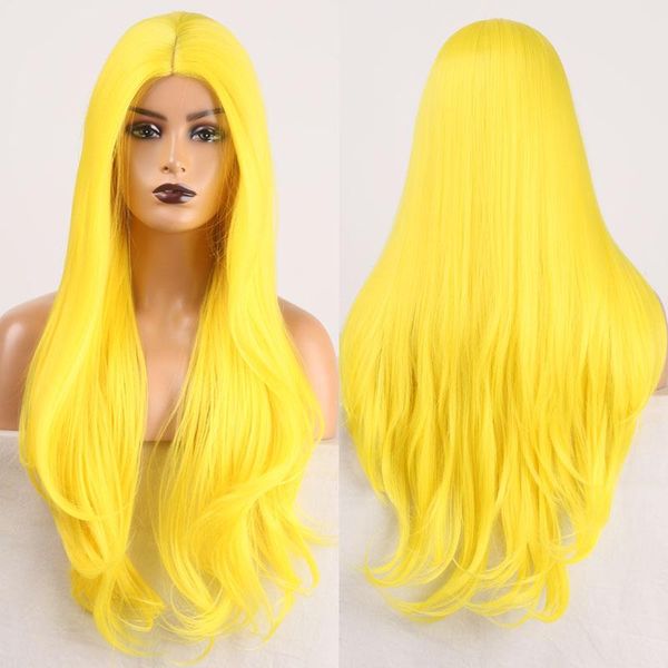 

synthetic wigs rongduoyi long hair heat resistant wig natural wave fiber full machine made for women yellow cosplay, Black