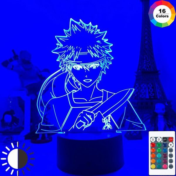 

night lights anime food wars shokugeki no soma figure model 3d led light yukihira action figures lamp decoration lovers gift