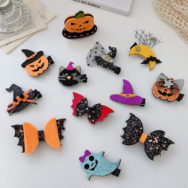 

hair accessories casual baby festival decoration girls hairpins halloween grosgrain ribbon pumpkin valletta, Slivery;white