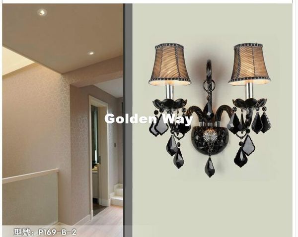

wall lamp modern black color crystal design k9 lamps bedroom headboard bedside sconce light fixture
