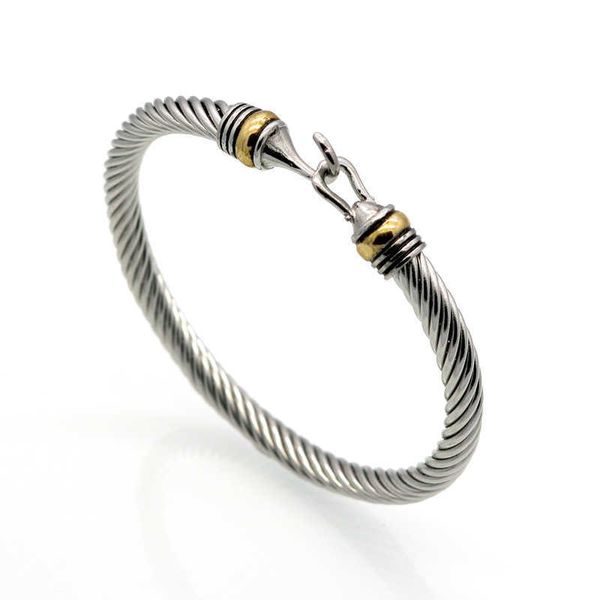 Arame de aço popular gancho torcido em forma de pulseira de ouro pulseira de ouro pulseira de cabo pulseira de paracord
