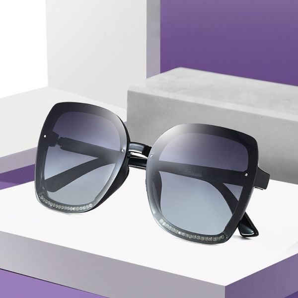 

women's diamond-shaped glasses frame fashion xiaoxiang polarized driving beach outdoor with box sunglasses female male, Black