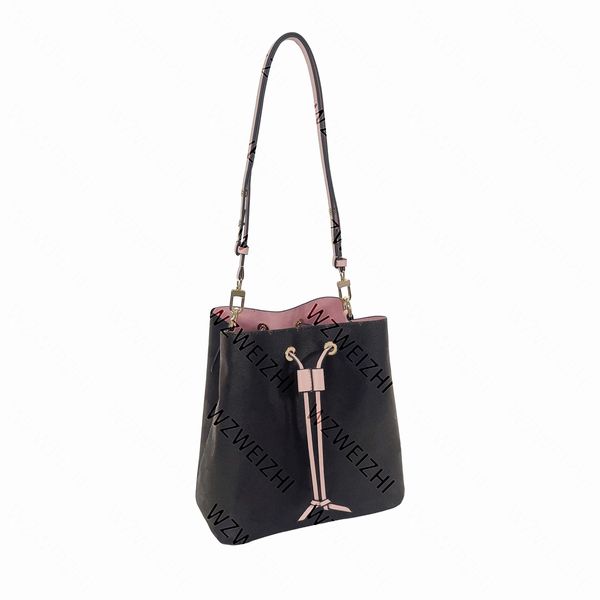 

handbags tote bag brown flower lattice handbag shoulder bags soft sheepskin bucket bag women string cross body bag portable clutch purse wal