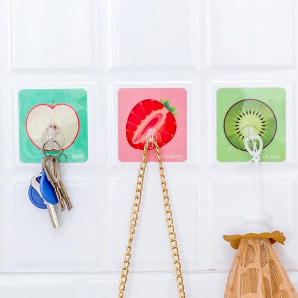 

1pcs creative adhesive wall hook resin fruit pattern non-trace door hooks sticky for kitchen and bathroom walls & rails
