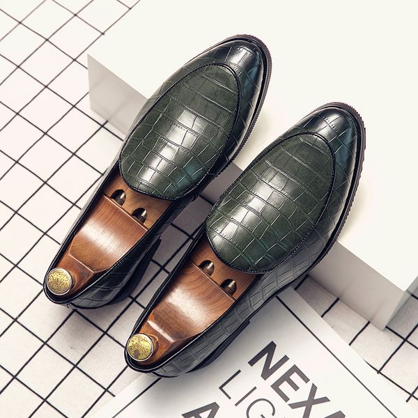 

dropshipping men flats large size 38-47 italian red green pu leather men loafers semi-formal casual dress shoe party club, Black
