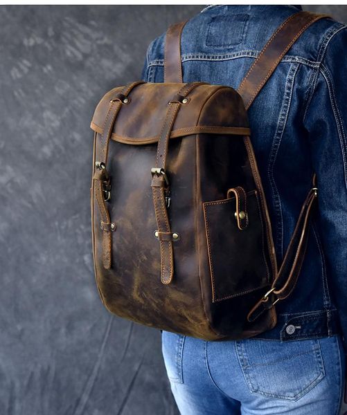 

backpack brand designer handmade backpacks men 2021 genuine leather preppy style school book bag computer