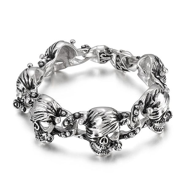 

charm bracelets haolynjoy 316l stainless steel pirate captain men's bracelet symbol chain jewelry, Golden;silver