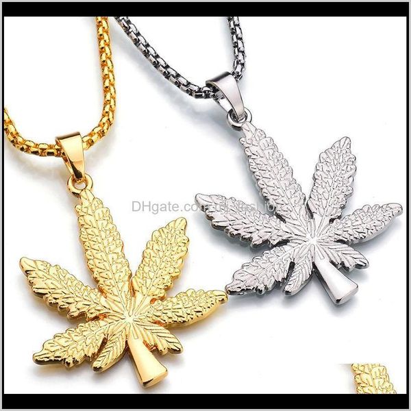 

necklaces & pendants jewelrygold for men hip hop jewelry leaf pendant long gold chains necklace ps0803 drop delivery 2021 vidkh, Silver