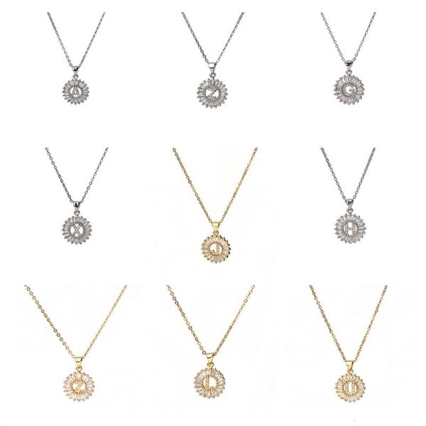 

pendant necklaces 8seasons 304 stainless steel necklace gold color round initial alphabet/ letter message "a-z" rhinestone 45cm(17, Silver