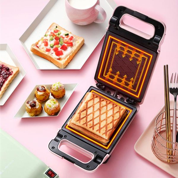 

bread makers electric sandwich waffles maker 600w household breakfast machine egg cake oven with double-sided fast heating 220v