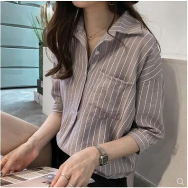 

fashion casual striped oversized women blouses spring chiffon blouse sleeve loose shirts blusas mujer plus size women's &, White
