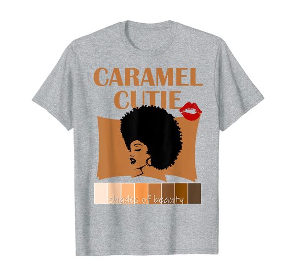 

caramel cutie natural fro shades of black color palette t-shirt, White;black