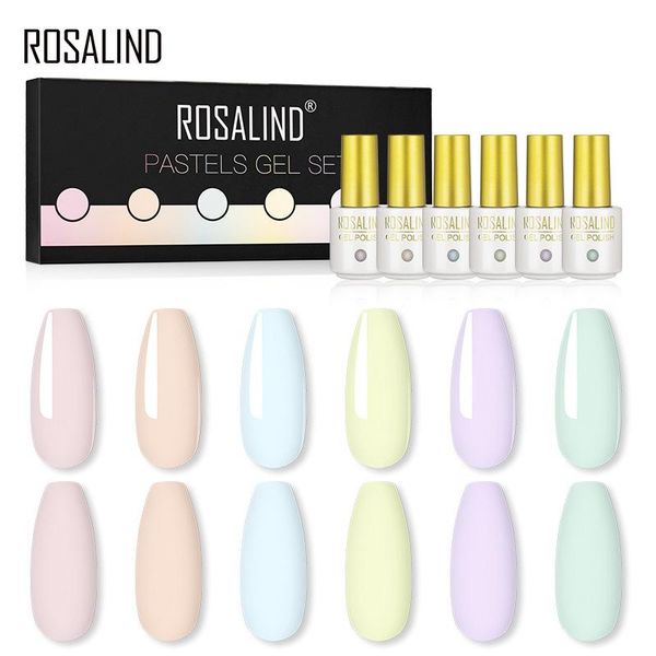 

nail gel rosalind 6pcs/lot macaron varnishes polish manicure pure color semi permanent art need base coat uv set, Red;pink