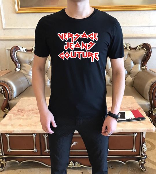 

2021 men and women same mercerized cotton round collar t shirt street style casual cartoon, alphabetic print short sleeve size m-4xl#10, White;black