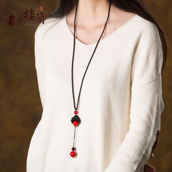 

xianlan364 long joker contracted sweater chain pendant national wind restoring ancient ways necklace pendant clothing accessories, Silver