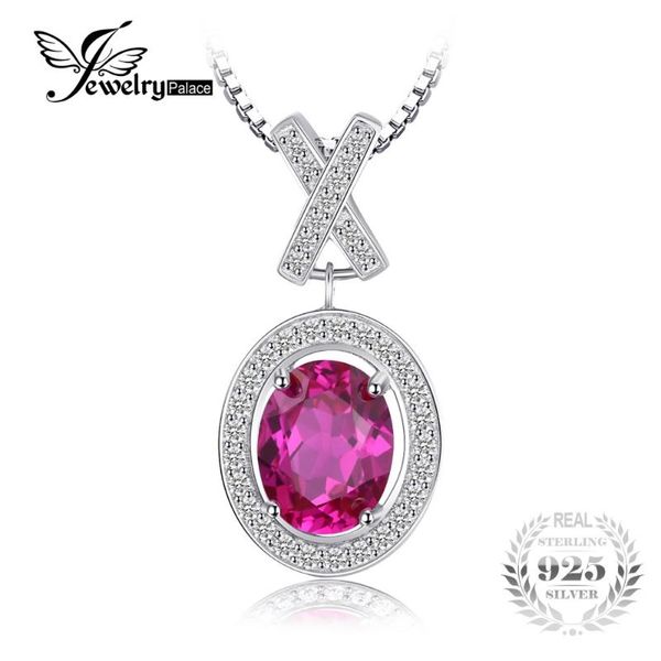 

lockets jewelrypalace classic 2.7ct oval created pink sapphire halo solitaire pendant 925 sterling silver fine jewelry without a chain