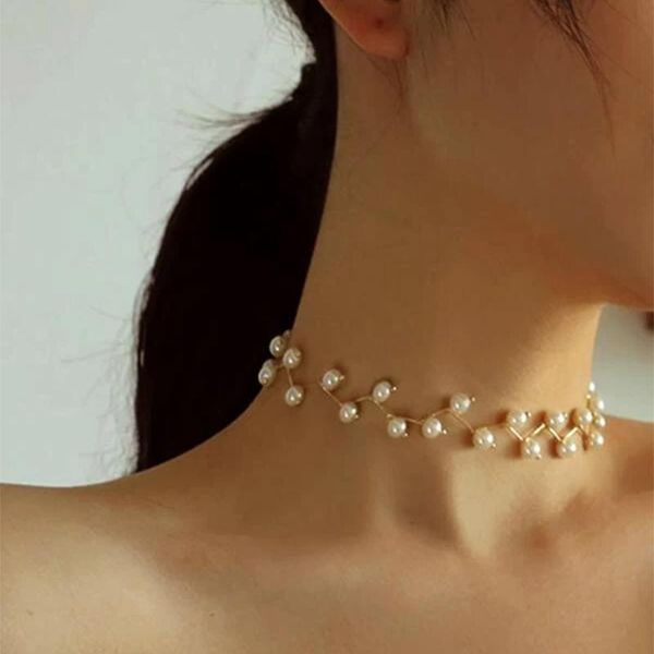 

harajuku pearl necklace women gold chain choker pendant bridesmaid gift aesthetic jewelry bohemia mothers day chains, Silver