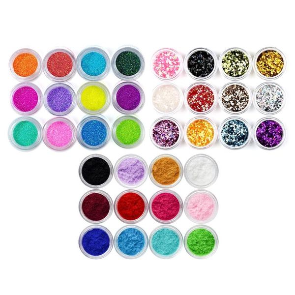 

nail glitter 12 colors holographic art sequins flake powder colorful shinning paillette pigment makeup supplies manicure decor, Silver;gold