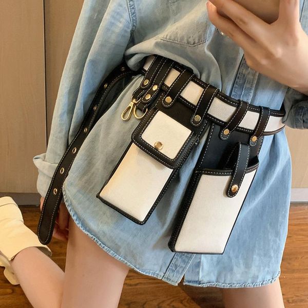 

women fanny pack girl leather belt bag irregular shape waist lady vintage female shoulder handbags bags