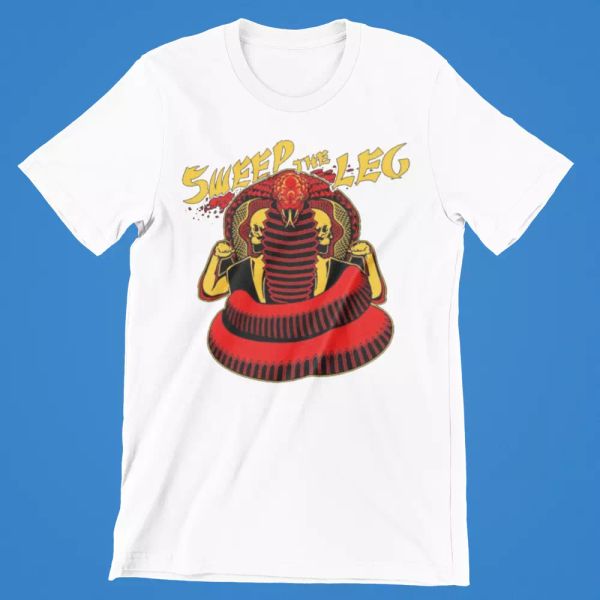 

cobra kai karate kid t-shirt sweep the leg gym 80s retro movie tee gift us, White;black