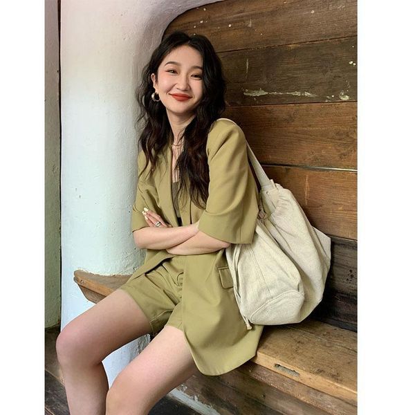 

women's suits & blazers net red with g-class sense leisure short sleeve suit coat summer 2021 thin hair, White;black