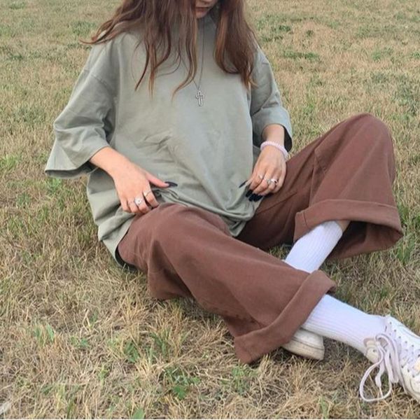 

women's jeans women denim pants vintage 90s loose straight wide leg y2k high waist solid color female autumn spring trousers fashion, Blue