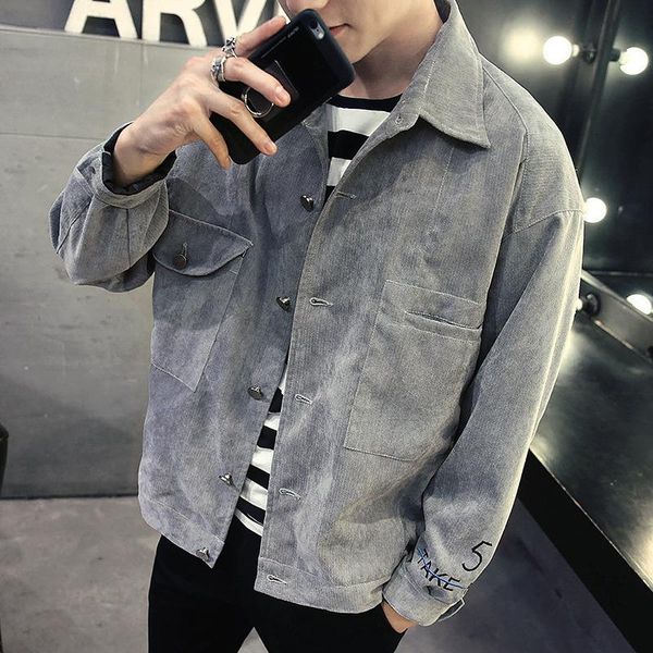 

men's jackets coat 2021 spring autumn tooling loose corduroy jacket men leisure trend and, Black;brown
