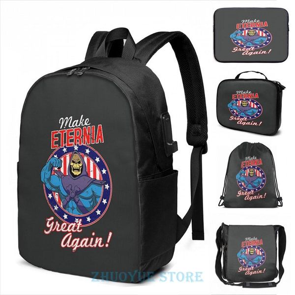 

backpack funny graphic print make eternia great again usb charge men school bags women bag travel laptop
