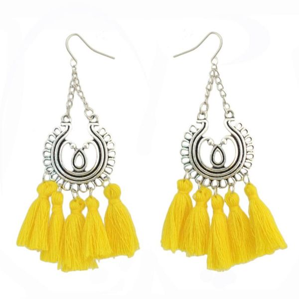 

dangle & chandelier chinese vintage silver metal thread tassel long drop earrings for women bohemian moon wedding party jewelry 2021