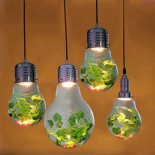 

nordic coffee shop tea seat glass plant solar lamps led spotlight living room pastoral ball green plants chandelier