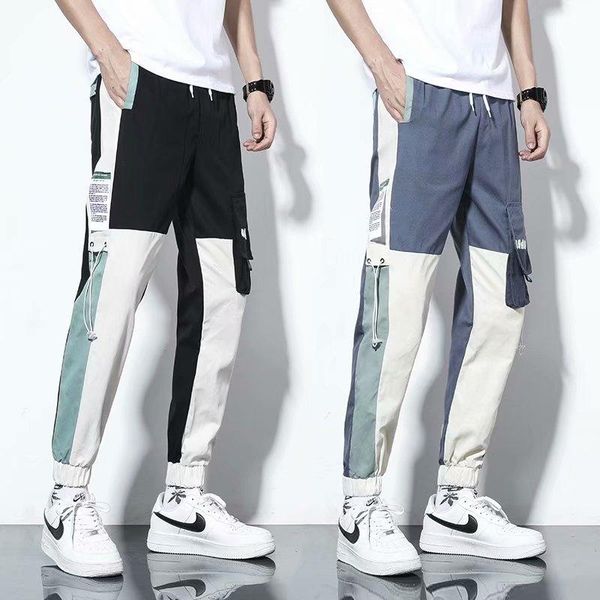 

men's pants streetwear harajuku fashion joggers cargo pant men trouser casual spring autumn clothing elastic waist, Black