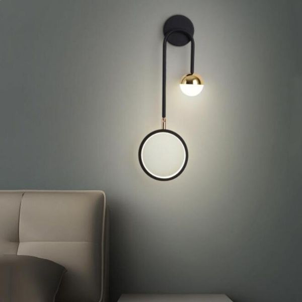 Wandleuchte, minimalistisches LED-Licht, Wohnzimmer, Schlafzimmer, Nachttisch, TV-Hintergrund, schwarzer Gang, Innenarchitektur, Dekoration