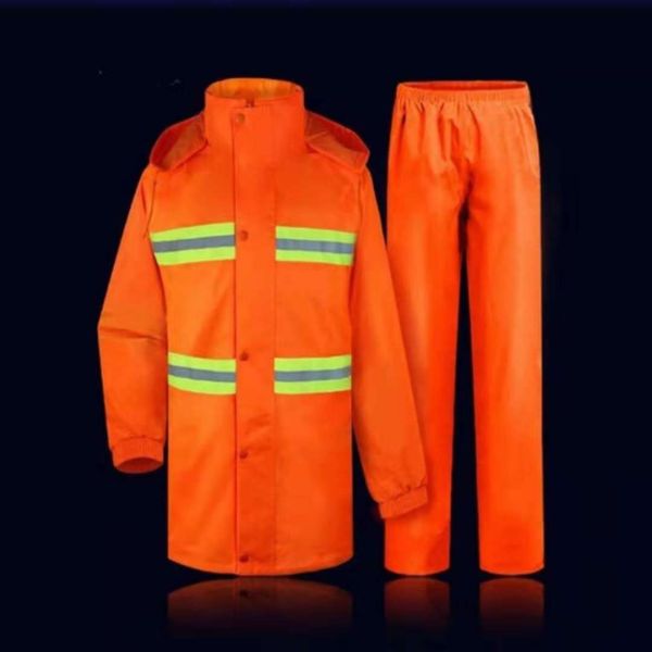 

raincoat direct printing environmental sanitation orange red outdoor motorcycle