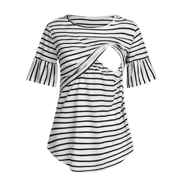 

maternity & tees lonsant blouse women striped short sleeve t- shirts summer pregnancy nursing breastfeeding fashion drop ship 2021, White