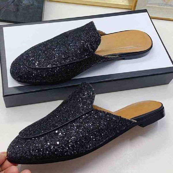 

70% off wholesale flip-flops flat shoes fashion mules for women natural leather pointed toe slip on sandalias slipper summer sandals new, Black