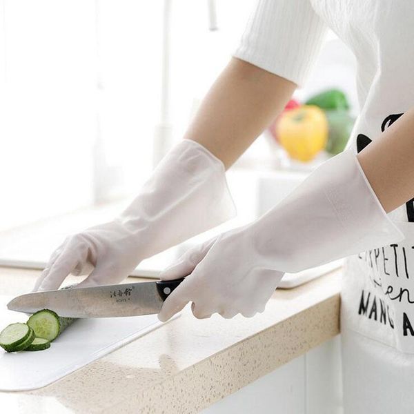 

disposable gloves 2pcs silicone dishwashing kitchen durable cleaning thin rubber transparent white housework chores tool